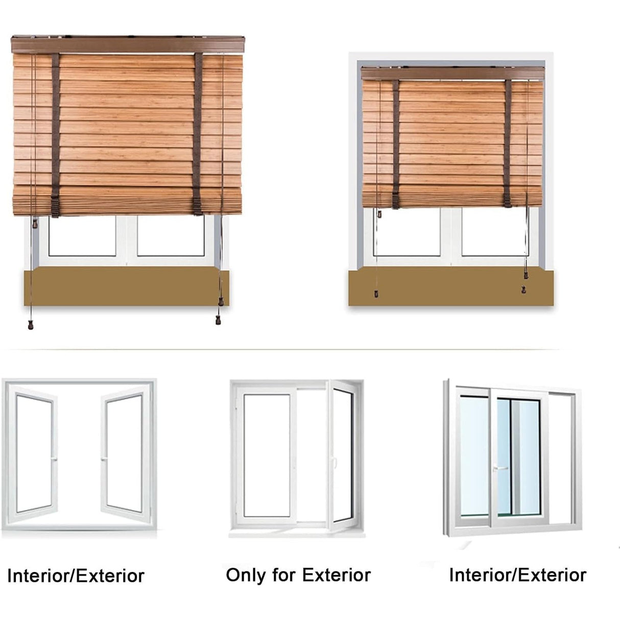 LLPEIJIE026 Wood Window Venetian Blinds,Bamboo Blinds,50mm Slats,Curtains Windows Treatment Shutters,for Kitchen,Office,Bathroom,Bedroom,Living Room,Customizable (70x140cm/28x55in) LLPEIJIE026