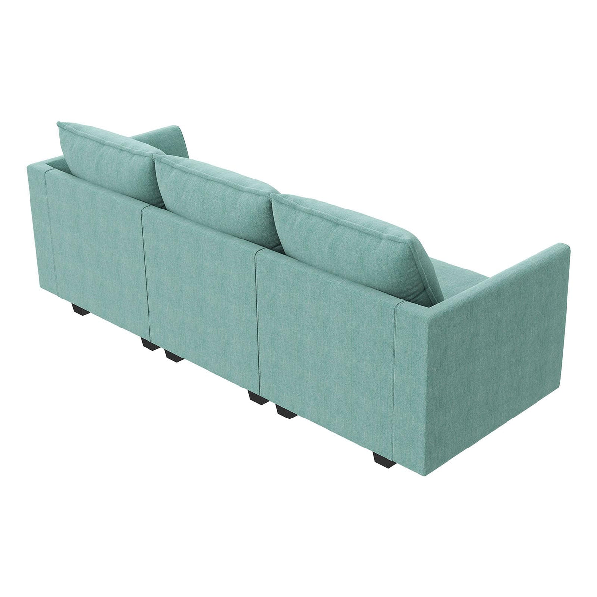 HONBAY Convertible Sectional Sofa Couch with Storage Seats Modular 3 Seater Sofa for Small Space, Aqua Blue HONBAY