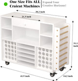 Craft organization and storage Cart Compatible with Cricut Machine, Rolling Craft Organizer With large drawer & 48 Vinyl Roll Holder, Crafting Cabinet Table Workstation for Craft Room Home CXQ