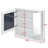 ALIMORDEN Medicine Cabinet with Mirror and Shelves, Bathroom Wood Wall Cabinet Over The Toilet, Vanity, Recessed or Surface Mount, 30.07 Inch x 30 Inch, White ALIMORDEN