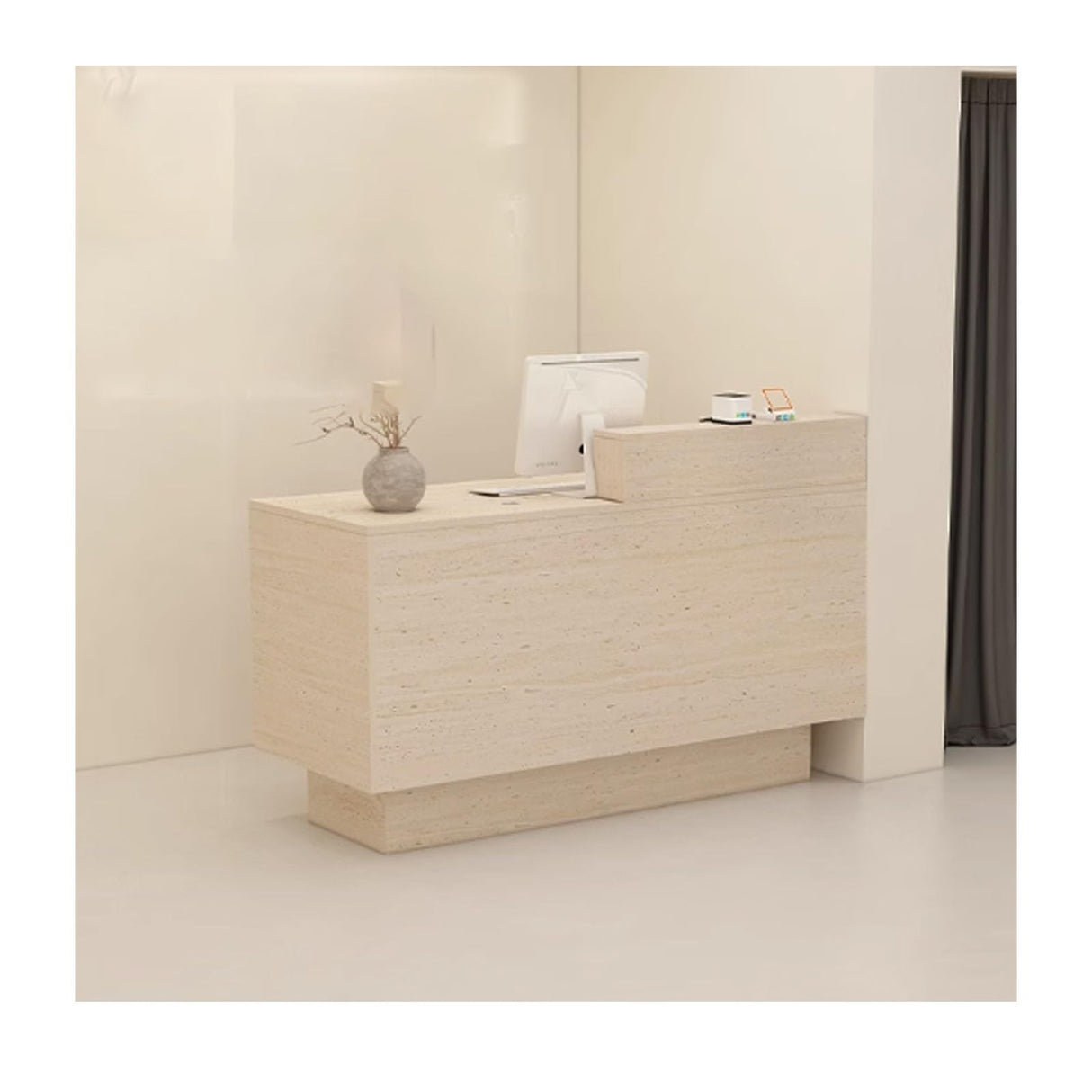 YPIOUREN Reception Desk With Counter Drawers & Storage Shelves, Reception Room Tables，Front Desk Reception Counter,Modern Checkout Counter With Storage, For Store Hotel Office(Pure Stone,LEFT_110CM/43 YPIOUREN