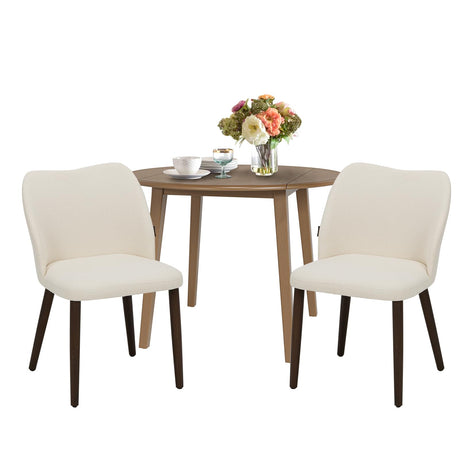 COLAMY 3-Piece Extendable Dining Table Set for 2, 36" Kitchen Round Wood Table with 2 Wooden Dining Room Chairs,Light Brown/Beige COLAMY