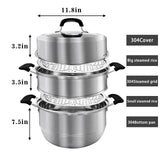 MANO Steamer Pot for Cooking 11.8 inch Steam Pots with Lid 2-tier Stainless Steel Steaming Pot Multipurpose Cookware with Handle for Vegetable, Dumpling, Stock, Sauce, Food MANO