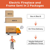 R.W.FLAME 43” Corner Electric Fireplace Mantel Wooden Surround Firebox, TV Stand with Freestanding Electric Fireplace, Remote Control, Adjustable Led Flame, 750W/1500W Pearl White R.W.FLAME