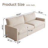 QEZEOM Small Loveseat Sofa, 70.07" Modern Upholstered Couch for Small Spaces, Comfy 2-Seater Sofa with Soft Polyester Velvet, Breathable & Easy to Clean, Cream White QEZEOM