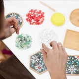 WEBEEDY 3 Styles DIY Mosaic Craft Kit Easy to Make DIY Flower Mosaic Bamboo Coasters Kits for Adults Beginner, Green Glass Mosaic Tiles with Blank Base Tray for Handmade Art Home Decor WEBEEDY