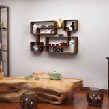 BYRTJSWX Multi-Compartment Trinket Shelf, Wall Mounted Curio Cabinet,Wooden Collectibles Display Case Trinket Display Shelf,for Bedroom, Corridor, Entrance, Living Room, Office(37.4x28x4.7in) BYRTJSWX