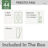 Hunter Fan Company 51848 Presto Ceiling Fan, Matte White, 10.09x44x44 Hunter