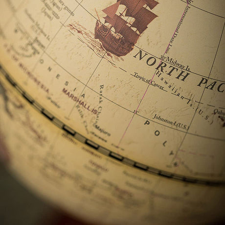 CALIDAKA Geographic Globes, Antique Globe with A Wood Base, Vintage Decorative Political Desktop World for School, Home, and Office, 8.7" x 5.5" CALIDAKA