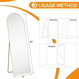 Arched Mirror Full Length, Upgraded 16"x59" Body Wall Mirrors with Shatter-Proof Glass, Floor Standing, Hanging or Leaning, Tall Arch Mirror with Stand Aluminum Alloy Frame for Bedroom Cloakroom Aidoly
