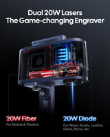 LaserPecker LP5 20W Fiber & Diode Dual Laser Engraver, 10X Faster 0.0027mm Precision for Metal/Wood/Jewelry, Portable 6kg Laser Cutter for Instant Store Customization, 3D Grayscale Engraving Machine LaserPecker