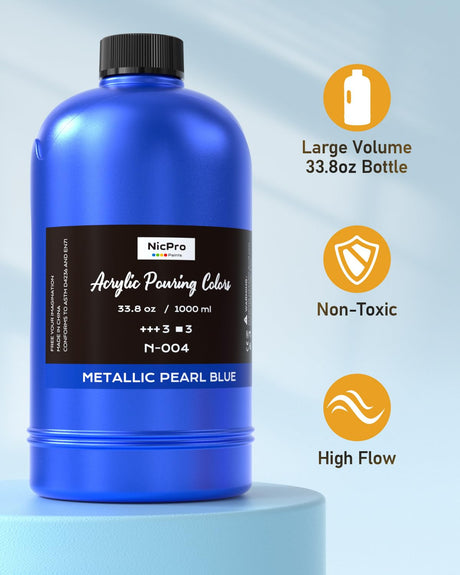 Nicpro 8 Colors 33.8 oz Large Bulk Metallic Acrylic Pouring Paint Supplies Kit, Premixed High Flow Art Pour Paint with Silicone Pour Oil, Gloves, Tablecloths for Beginner DIY, Ready to Pour Nicpro