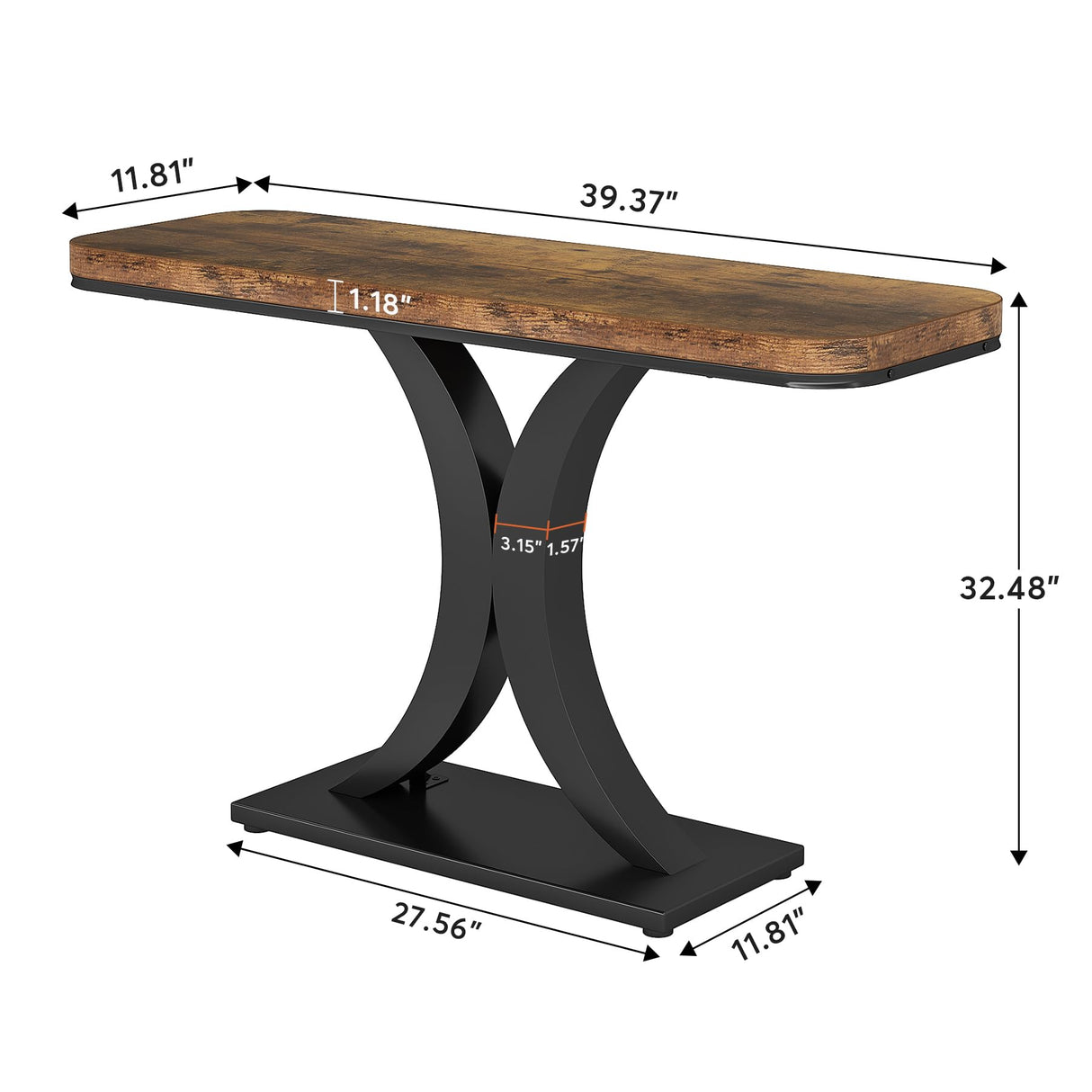 Tribesigns Industrial Console Table, 40 inch Narrow Entryway Foyer Table with Geometric Base, Rustic Hallway Accent Table for Living Room, Entrance Tribesigns