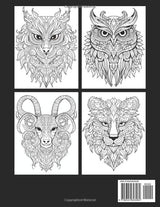 100 Pages Animal Mandala Coloring Book Adults: 100 Pages Animal Mandala Adult Coloring Book with Lions, Elephants, Owls, Horses, Dogs, Cats, and More! Majosta