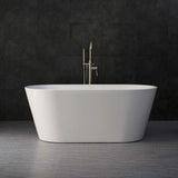 WOODBRIDGE 59" Acrylic Freestanding Bathtub Contemporary Soaking Tub with Brushed Nickel Overflow and Drain B0014B,White WOODBRIDGE