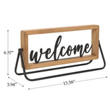 NIKKY HOME Rustic Wooden Home Sign Decorative Cutout Letters Freestanding Block Word Sign Hanging Ornament Table Shelf Decor (Welcome) NIKKY HOME
