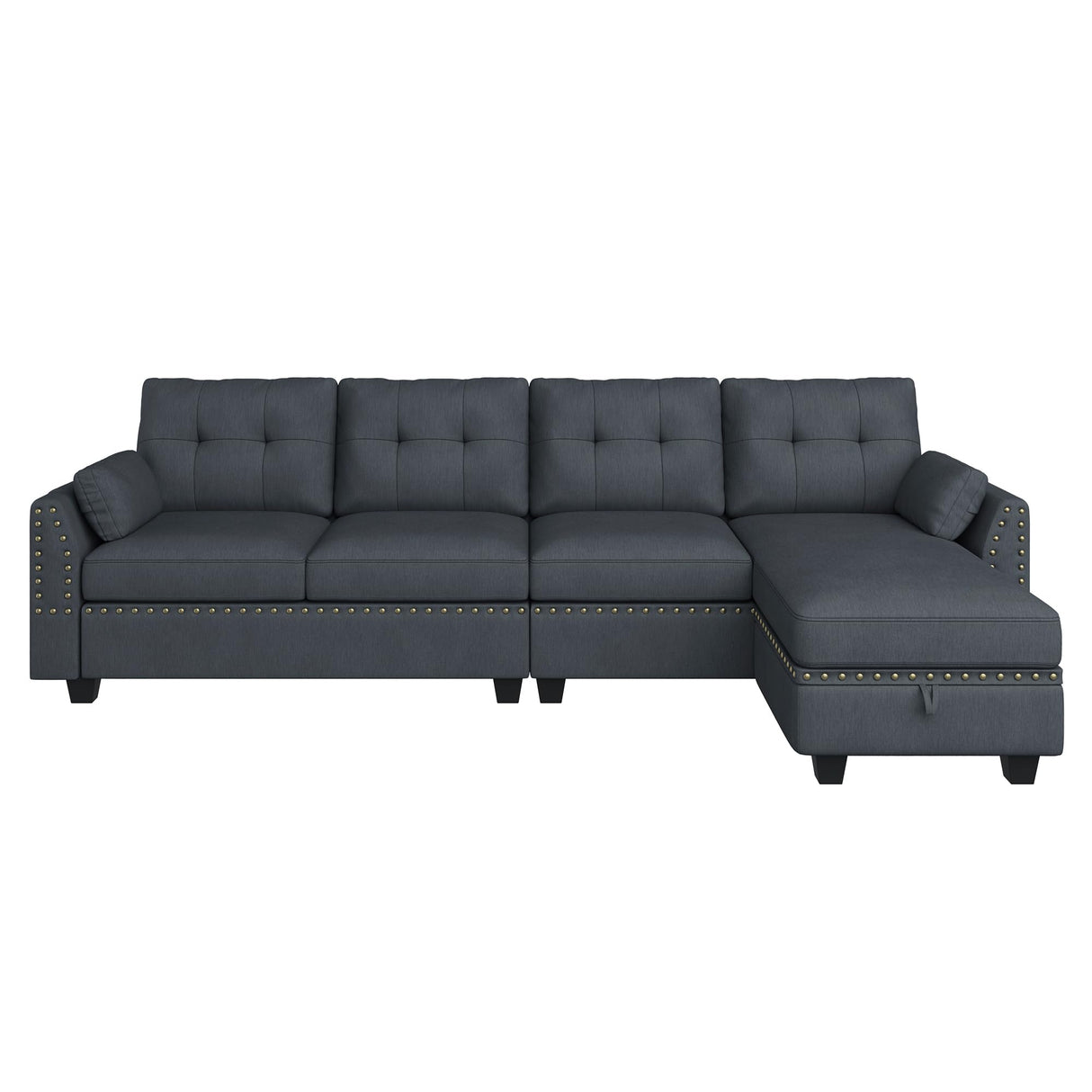 HONBAY Convertible Sectional Sofa L Shaped Couch Reversible Sectional for Small Apartment, Bluish Grey HONBAY