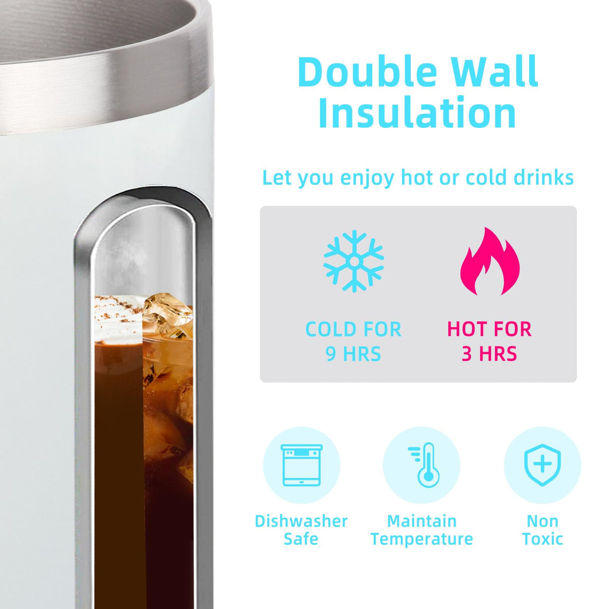 Volhoply 14oz sublimation Insulated Stainless Steel Coffee Mug with Lid Bulk 8 Pack,Double Wall Vacuum Travel Coffe Cup with Handle,Reusable Metal Thermos Tumbler,Camping Mugs Keep Hot(sublimation,8) Volhoply