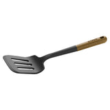 STAUB Silicone Spatula Turner, Perfectly Angled for Lifting Pancakes, Sandwiches and Picking up Veggies Durable BPA-Free Matte Black Silicone, Acacia Wood Handles, Safe for Nonstick Cooking Surfaces STAUB