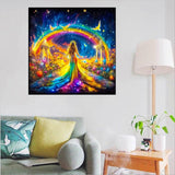 Ekuxom Fairy Diamond Art Painting Kits for Adults, Rainbow Angel Diamond Art Kits, Round Full Drill Diamond Art Gem Wall Art Decor Gifts 12x12 inch Ekuxom