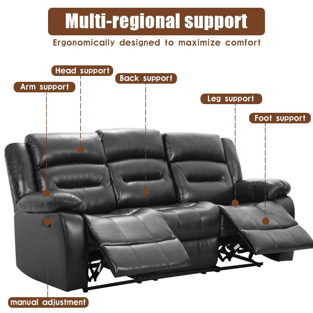 FDW Recliner Sofa Set 3 Seater Home Theater Seating Reclining Couch Sofa for Living Room Manual Recliner Motion for Home Furniture FDW