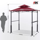 ABCCANOPY 8'x 5' Grill Gazebo Canopy - Outdoor BBQ Gazebo Shelter with LED Light, Patio Canopy Tent for Barbecue and Picnic (Burgundy) ABCCANOPY