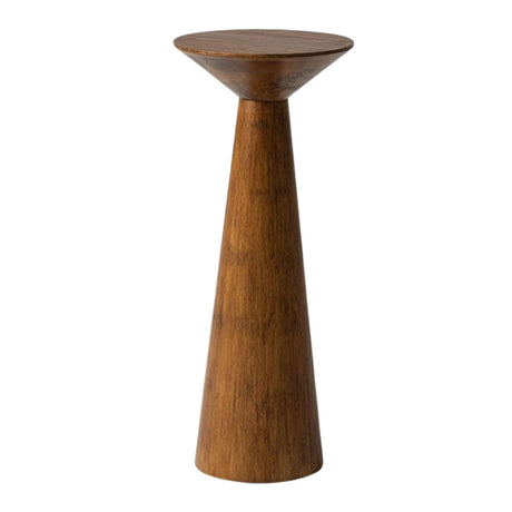 COZAYH 22.8” Tall Round Martini End Table, Walnut – Solid Pine Wood Pedestal Accent Drink Stand with Tapered Base – Farmhouse Modern Furniture for Living Room, Bedroom & Small Spaces COZAYH