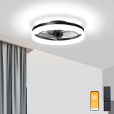 VOLISUN Low Profile Ceiling Fans with Lights and Remote, Fandelier Ceiling Fan Flush Mount, 3000K-6500K Smart Bladeless LED Fan Light, Black Modern Ceiling Fans with Lights for Bedroom VOLISUN