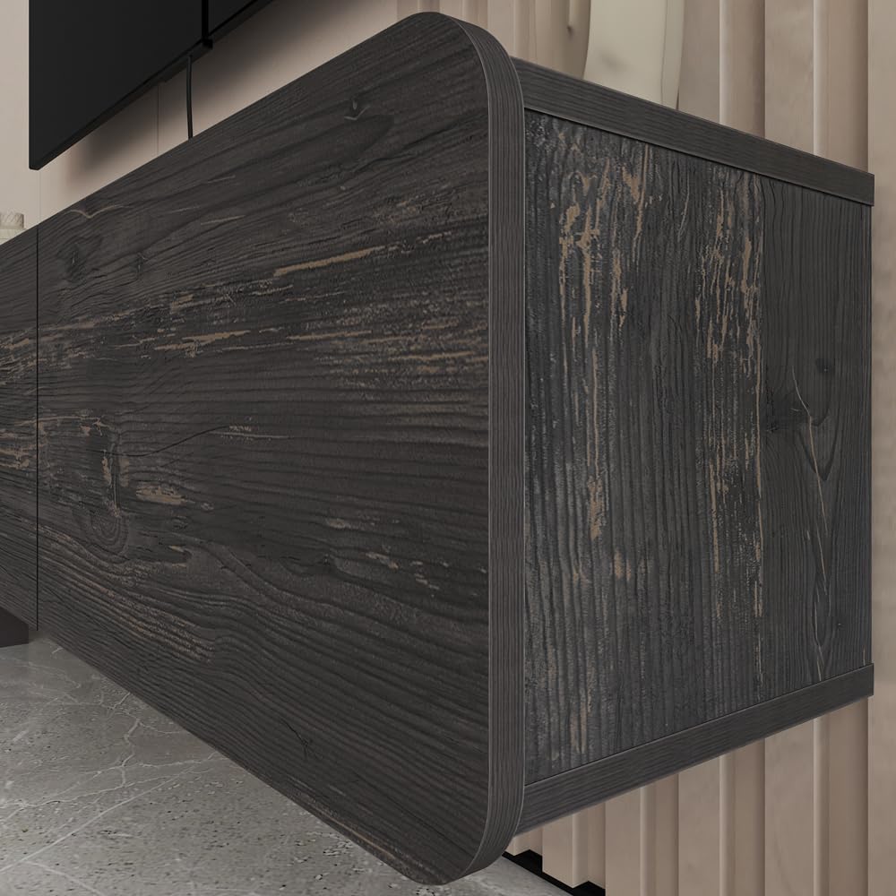 Atelier Mobili Floating Wall TV Stand, Floating Entertainment Center, Modern Floating Media Console, Floating TV Stand 65 inch for up to 80 inch TV and TV Stand Floating, Onesize, Black ATELIER MOBILI THE LEADER OF THE INTERCHANGEABLE FURNITURE