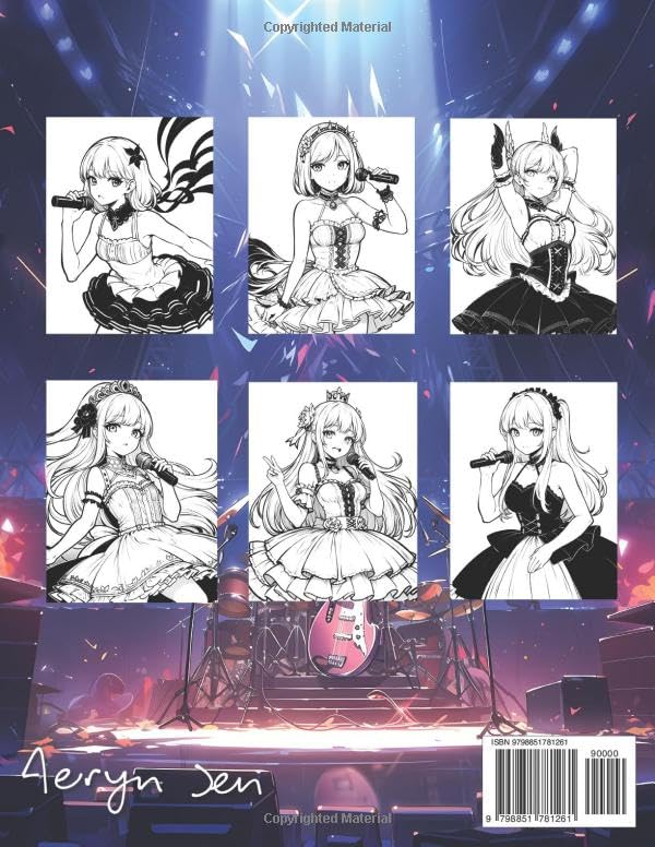 Anime Coloring Book: Idol Girls: Manga Art & Anime Enthusiasts Stress Relief Adult Coloring Majosta