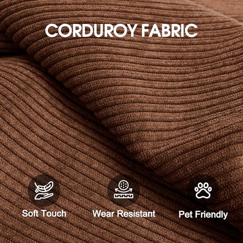 Ball & Cast 78.8" No-Assembly Compressed Sofa Bed, Convertible Floor Futon Couch with Pillow Backrest & Armrest, Boneless Modular Sleeper Sofa in Corduroy for Living Room Bedroom, Brown Ball & Cast