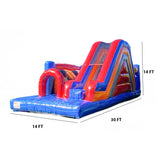 XJUMP Commercial Grade 13' Retro U Run Lightweight Inflatable Premium Marble Color Bounce House Obstacle with Climbing Wall Tall Slide Tunnel Entrance for Kids and Adults Outdoor Toys with Blower XJUMP