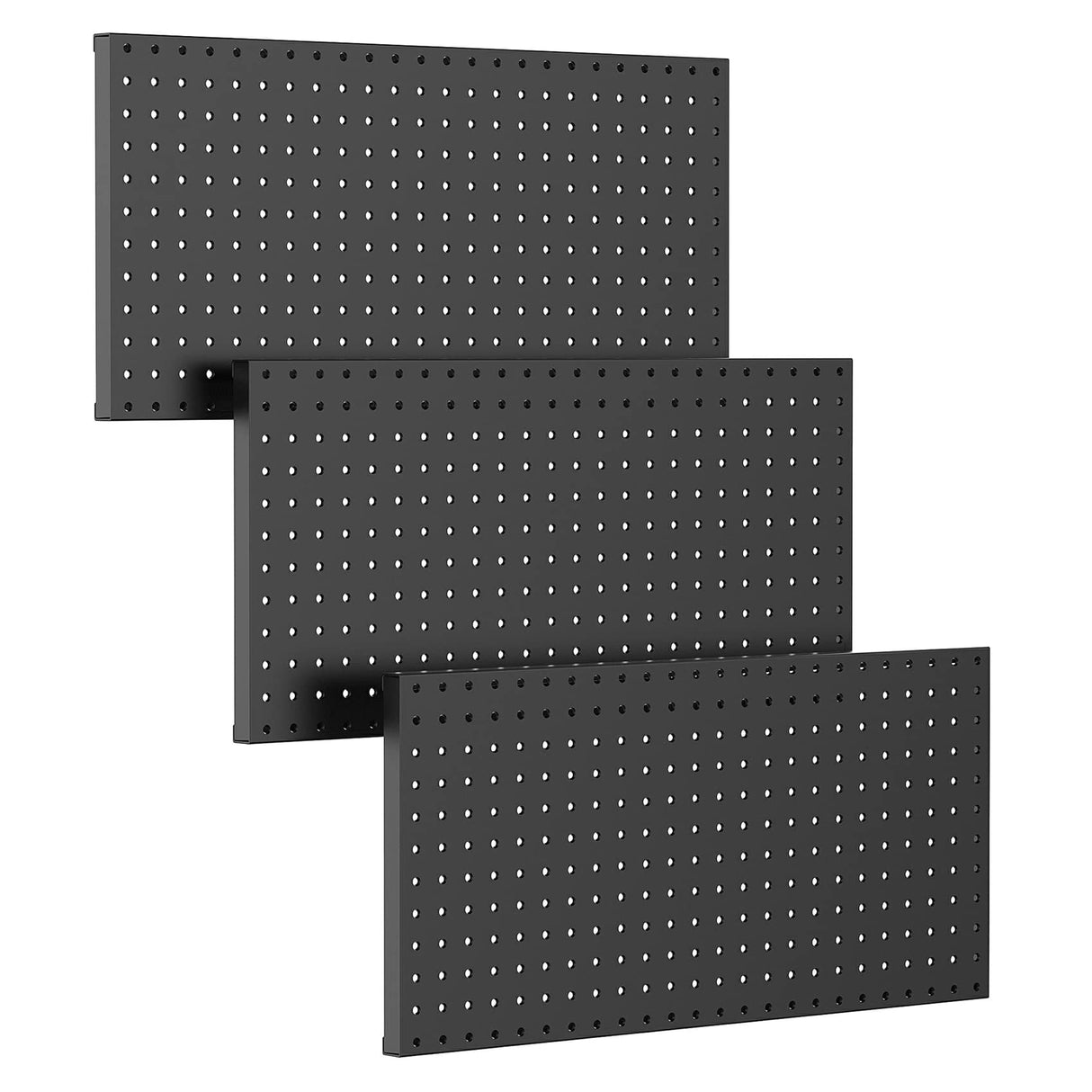 TORACK 3 PCS Metal Pegboard Panels for Wall Garage Utility Tools Storage Pegboard for Workbench, Shop, Modular Peg Board Tool Organizer Boards(Pack of 3, Black) TORACK