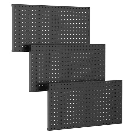 TORACK 3 PCS Metal Pegboard Panels for Wall Garage Utility Tools Storage Pegboard for Workbench, Shop, Modular Peg Board Tool Organizer Boards(Pack of 3, Black) TORACK
