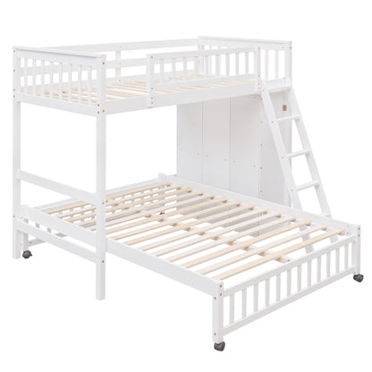 Twin Over Full Bunk Bed with Storage Drawers and Shelves by Harper & Bright Designs