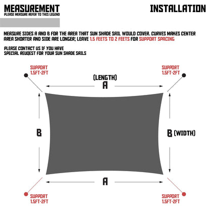 TANG Sunshdes Depot 9' x 18' Sun Shade Sail Rectangle Canopy Shade Cover UV Block for Backyard Pergola Porch Deck Garden Patio Outdoor Activities (Light Grey) - WoodArtSupply