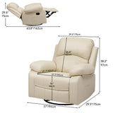 DWVO Rocker Recliner Chair with Heat and Massage, Manual Reclining Chair with Overstuffed Armrest, Rocking Function and Side Pocket, Faux Leather Recliner for Living Room,Brown, Biege DWVO