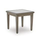 Signature Design by Ashley Rainier Ranch Contemporary Sintered Stone Tabletop Outdoor End Table with 4 Legs, Light Brown & Beige Signature Design by Ashley