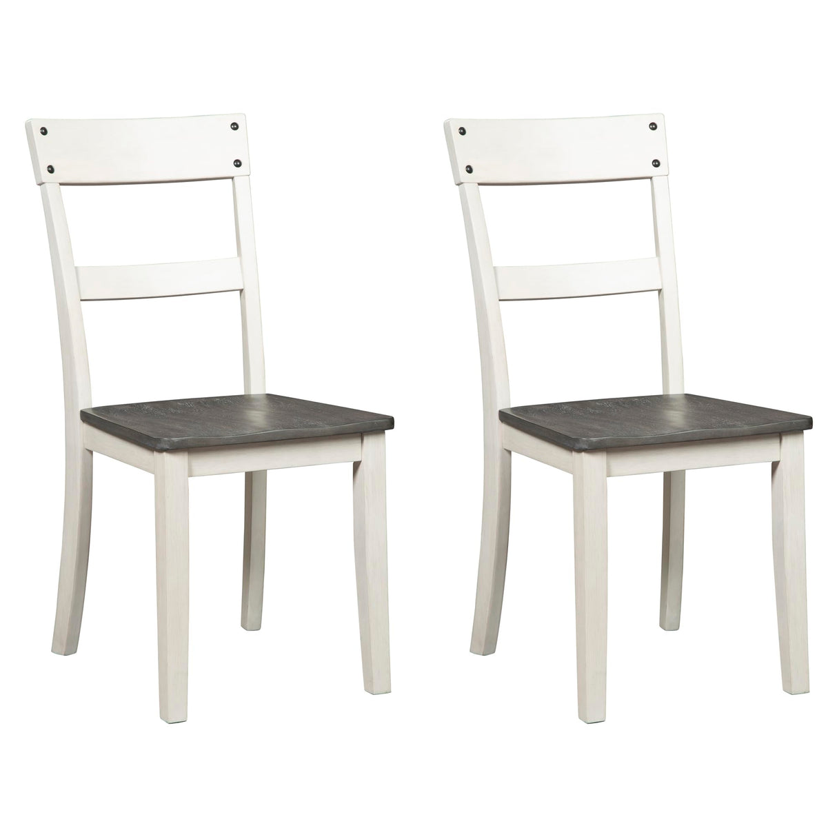 Signature Design by Ashley Nelling Modern Farmhouse 18" Weathered Dining Chair, Set of 2, White & Dark Brown Signature Design by Ashley