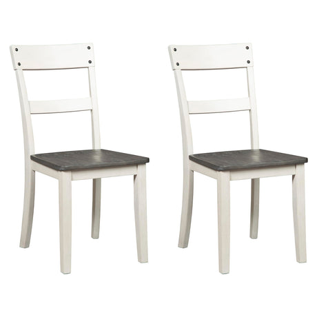 Signature Design by Ashley Nelling Modern Farmhouse 18" Weathered Dining Chair, Set of 2, White & Dark Brown Signature Design by Ashley