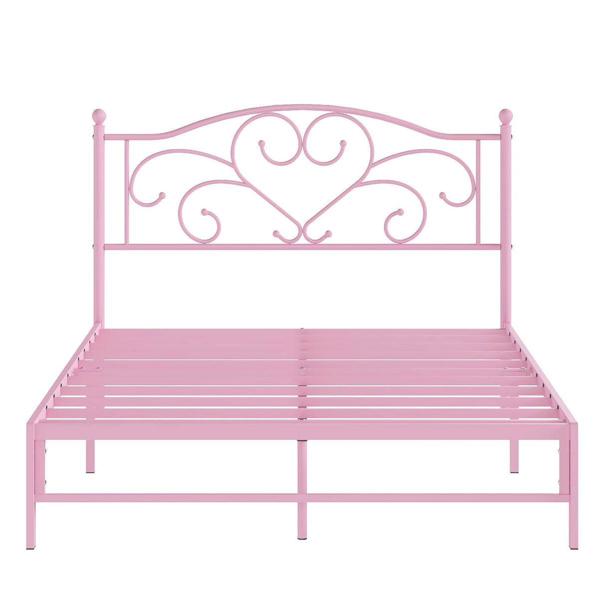 Elephance Full Bed Frame with Headboard Metal Bed Frame Full Size with 11.2" Storage Space No Box Spring Needed Easy Assembly,Pink Elephance