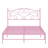 Elephance Full Bed Frame with Headboard Metal Bed Frame Full Size with 11.2" Storage Space No Box Spring Needed Easy Assembly,Pink Elephance