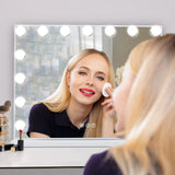 Leishe Vanity Mirror with Lights 15LED Bulbs 3 Lighting Modes Lighted Makeup Mirror for Desk or Wall-Mount Hollywood Vanity Mirror with USB Charger Port and 10X Magnification (22"x18") Leishe