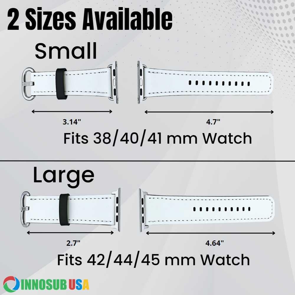 INNOSUB USA 1 Pack Small Sublimation Blank Watch Band (38-41mm), Compatible with Apple Smartwatch, DIY Custom Print, PU Leather, Personalized Band for Sublimation Printing INNOSUB
