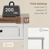 SEDETA 40" Study Table, Small Computer Desk with Drawer & Storage Shelves, Farmhouse Writing Desk for Small Space, White Home Office Desk with Power Outlet, Desk for Bedroom, Living Room SEDETA