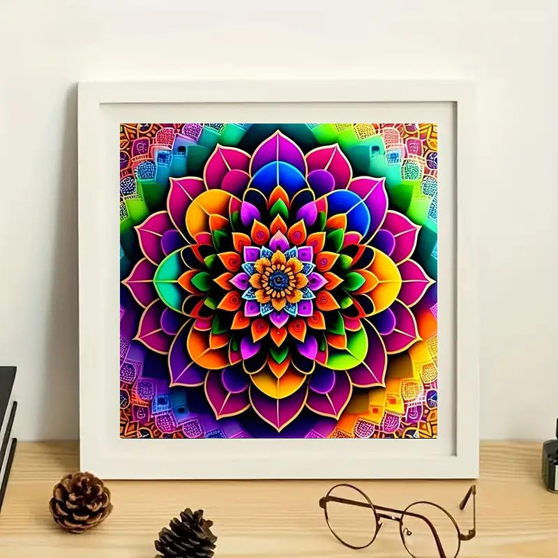CXYQLC DIY 5D Diamond Painting Kits for Adults Diamond Art Mandala Flowers Floral Diamond Painting Full Drill Crystal Rhinestone Embroidery Craft Kits for Home Wall Decor Gifts 11.8x11.8inch CXYQLC
