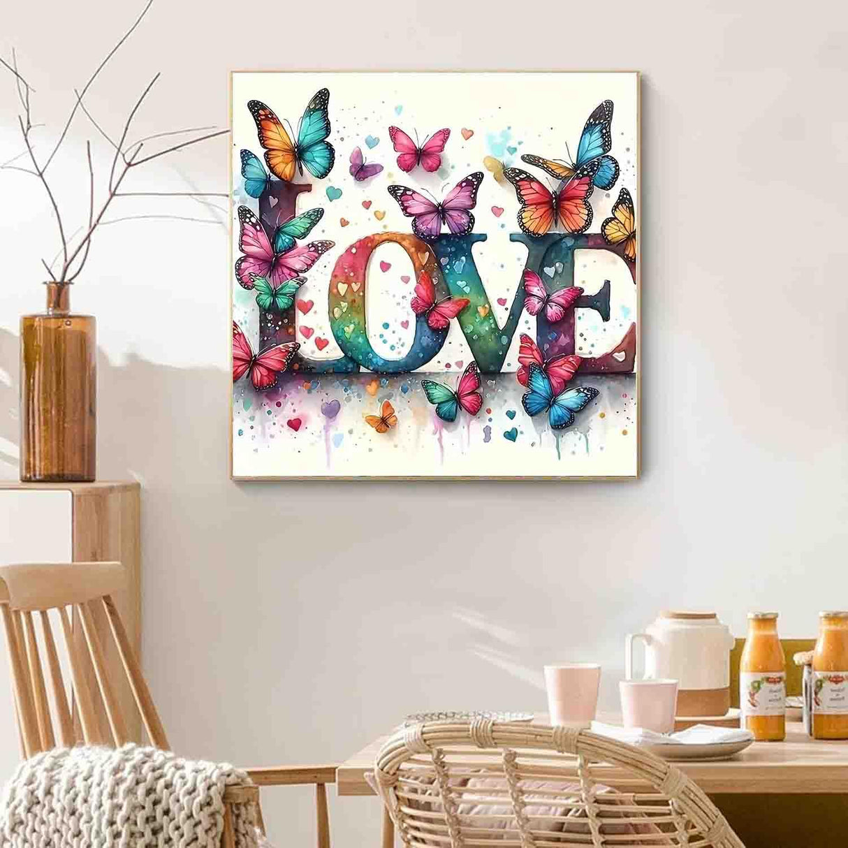 Love Diamond Art Kits for Adults,Butterfly Diamond Painting Kit for Beginner,5D Diamond Painting DIY Full Drill Diamond Dots Diamond Painting with Tools,Gem Craft for Home Wall Decor 13.7x13.7in DYAIANGMU