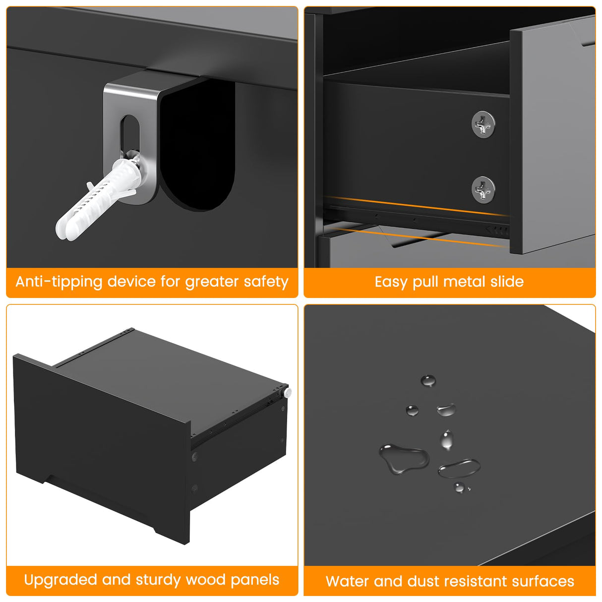 Winkalon 9 Drawer Dresser,62” Wide Chest of 9 Drawer Dresser, Modern Storage Cabinets with Large Wood Drawers for Bedroom, Living Room, Entryway, Hallway Black Winkalon