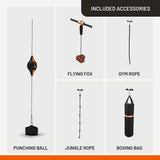 Vuly Ninja Quest Monkey Bars Extra Large Playset & Jungle Gym with Shade Cover, Cargo Net, Ninja Grips, Gym Rope, Jungle Rope, Flying Fox, Roman Rings, Boxing Bag & Punching Ball Vuly