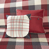 Madison Park Reversible Quilt Cabin Lifestyle Plaid Design - All Season, Breathable Coverlet Bedspread Bedding Set, Matching Shams, Full/Queen(90"x90"), Red 6 Piece Madison Park